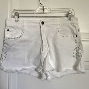Ba&sh White Denim Studded Shorts